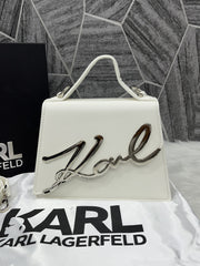 Karl Lagerfeld KSignature Top Handle Crossbody With Original Box - 2 Belt(Chain Leather)