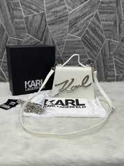 Karl Lagerfeld KSignature Top Handle Crossbody With Original Box - 2 Belt(Chain Leather)