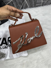 Karl Lagerfeld KSignature Top Handle Crossbody With Original Box - 2 Belt(Chain Leather)