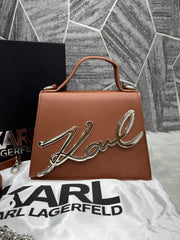 Karl Lagerfeld KSignature Top Handle Crossbody With Original Box - 2 Belt(Chain Leather)