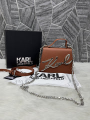 Karl Lagerfeld KSignature Top Handle Crossbody With Original Box - 2 Belt(Chain Leather)