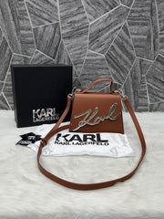 Karl Lagerfeld KSignature Top Handle Crossbody With Original Box - 2 Belt(Chain Leather)