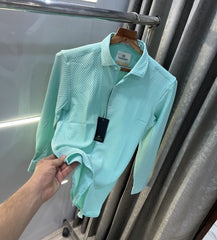 Scotch & Soda Aqua Green Texture Fabric Premium Shirt
