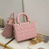 Christian Dior Lady Dior Pink Leather with OG Box, Carry Bag