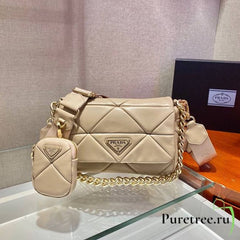 Prada System Nappa Leather Patchwork Bag with OG Box and Bills