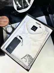 ARMANI XCHANGE WHITE PREMIUM SHIRT WITH BRAND BOX PACKING AND CARRY BAG 1473