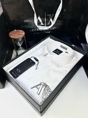 ARMANI XCHANGE WHITE PREMIUM SHIRT WITH BRAND BOX PACKING AND CARRY BAG 1473