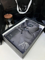 ARMANI XCHANGE GREY PREMIUM SHIRT WITH BRAND BOX PACKING AND CARRY BAG 1473