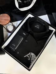 ARMANI EXCHANGE BLACK PREMIUM SHIRT WITH BRAND BOX PACKING AND CARRY BAG 1473