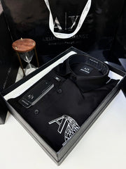 ARMANI EXCHANGE BLACK PREMIUM SHIRT WITH BRAND BOX PACKING AND CARRY BAG 1473
