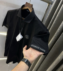 Balmain Paris Black Steel Logo Shirt With Premium Box Packing And Carry Bag