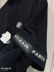 Balmain Paris Black Steel Logo Shirt With Premium Box Packing And Carry Bag