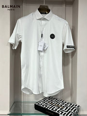 Balmain Paris White Steel Logo Shirt With Premium Box Packing And Carry Bag