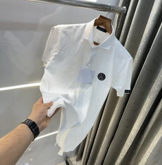 Balmain Paris White Steel Logo Shirt With Premium Box Packing And Carry Bag