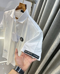 Balmain Paris White Steel Logo Shirt With Premium Box Packing And Carry Bag