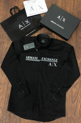 ARMANI EXCHANGE REFLECTIVE PRINT PREMIUM BLACK SHIRT WITH BRAND BOX PACKING AND CARRY BAG 1474