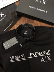ARMANI EXCHANGE REFLECTIVE PRINT PREMIUM BLACK SHIRT WITH BRAND BOX PACKING AND CARRY BAG 1474