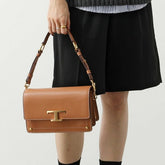 TODS T Timeless Shoulder Bag With OG Box & Dust Bag (Brown 660)