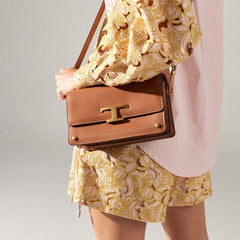TODS T Timeless Shoulder Bag With OG Box & Dust Bag (Brown 660)