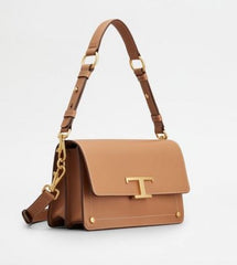 TODS T Timeless Shoulder Bag With OG Box & Dust Bag (Brown 660)