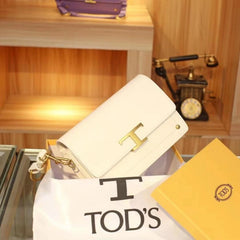 TODS T Timeless Shoulder Bag With OG Box & Dust Bag (White 661)