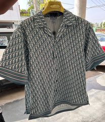Christian Dior Aqua Green All Over Monogram Print Imported half Shirt