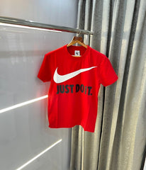 Nike Red Just Do It Logo Print Premium T-Shirt