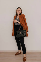 YSL Saint Laurent Loulou Shoulder Bag With OG Magnetic Box & Dust Bag (Black Gold 165)