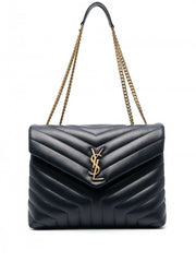 YSL Saint Laurent Loulou Shoulder Bag With OG Magnetic Box & Dust Bag (Black Gold 165)