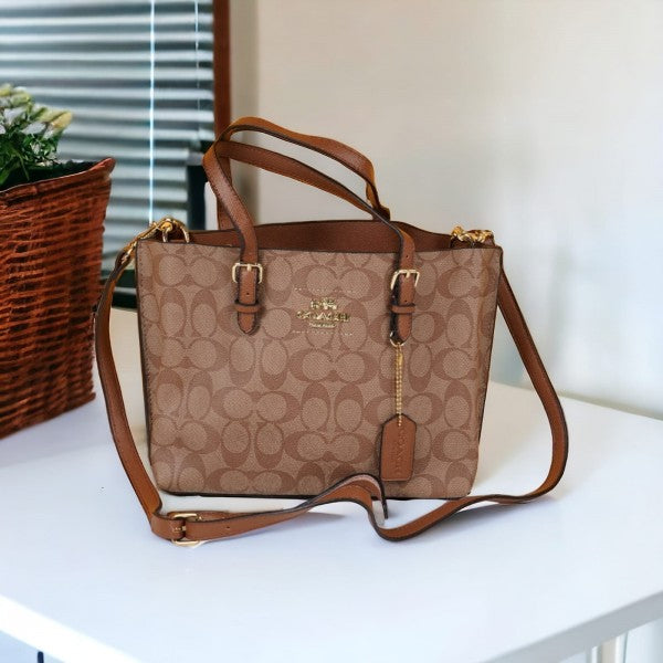 Coach Mollie Leather Tote Bag With Dust Bag Shoulder Strap