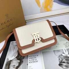 BURBERRY Horseferry Road Sling Bag With OG Box & Dust Bag & 2 Belts (White-792)