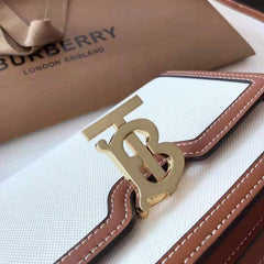 BURBERRY Horseferry Road Sling Bag With OG Box & Dust Bag & 2 Belts (White-792)