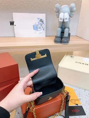 Tods T Timeless Logo-Plaque Shoulder Bag With OG Box & Dust Bag (Black-RV629)