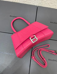 Balenciaga Hourglass Croc Skin With OG Box & Dust Bag (1930-1 FUCHSIA)