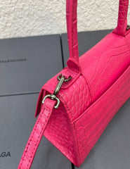 Balenciaga Hourglass Croc Skin With OG Box & Dust Bag (1930-1 FUCHSIA)