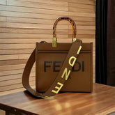 Fendi Roma Sunshine Small Brown Tote Bag With Dust Bag (66629 Brown)