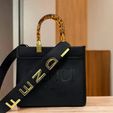 Fendi Roma Sunshine Small Black Tote Bag With Dust Bag (66629 Black)