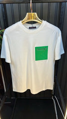 Louis vuitton White with Green Chest Patch Round Neck T-Shirt