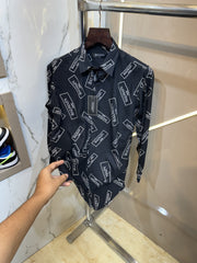 Balmain Paris Black Imported Fabric Digital Printed Full Sleeves Shirt