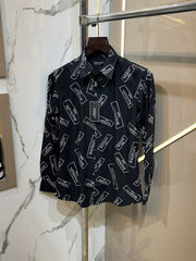 Balmain Paris Black Imported Fabric Digital Printed Full Sleeves Shirt