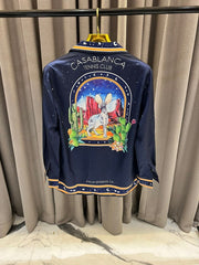 Casablanca Bunny Print Navy Blue Full Sleeves Shirt