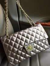 Chane Classic Jumbo Flap Shoulder Bag With OG Box & Dust Bag (Silver-795)