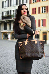Louis Vuitton LV Neverfull Tote Bag With Extra Pouch & Dust Bag (Brown Monogram - 865)