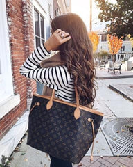 Louis Vuitton LV Neverfull Tote Bag With Extra Pouch & Dust Bag (Brown Monogram - 865)