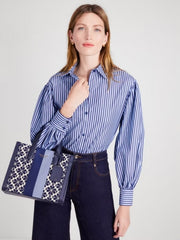 Kate Spade New York Flower Manhattan Tote Bag With Dust Bag (Blue - 852)