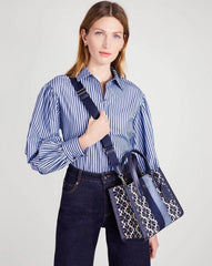 Kate Spade New York Flower Manhattan Tote Bag With Dust Bag (Blue - 852)
