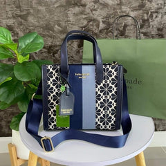 Kate Spade New York Flower Manhattan Tote Bag With Dust Bag (Blue - 852)