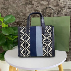 Kate Spade New York Flower Manhattan Tote Bag With Dust Bag (Blue - 852)