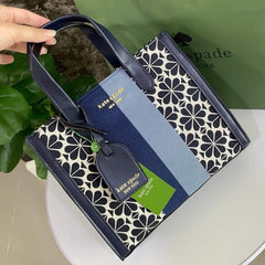 Kate Spade New York Flower Manhattan Tote Bag With Dust Bag (Blue - 852)