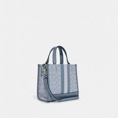 Coach Dempsey Tote 22 in Signature Jacquard With Stripe and Coach Patch With OG Box & Dust Bag ( Blue - 5638)